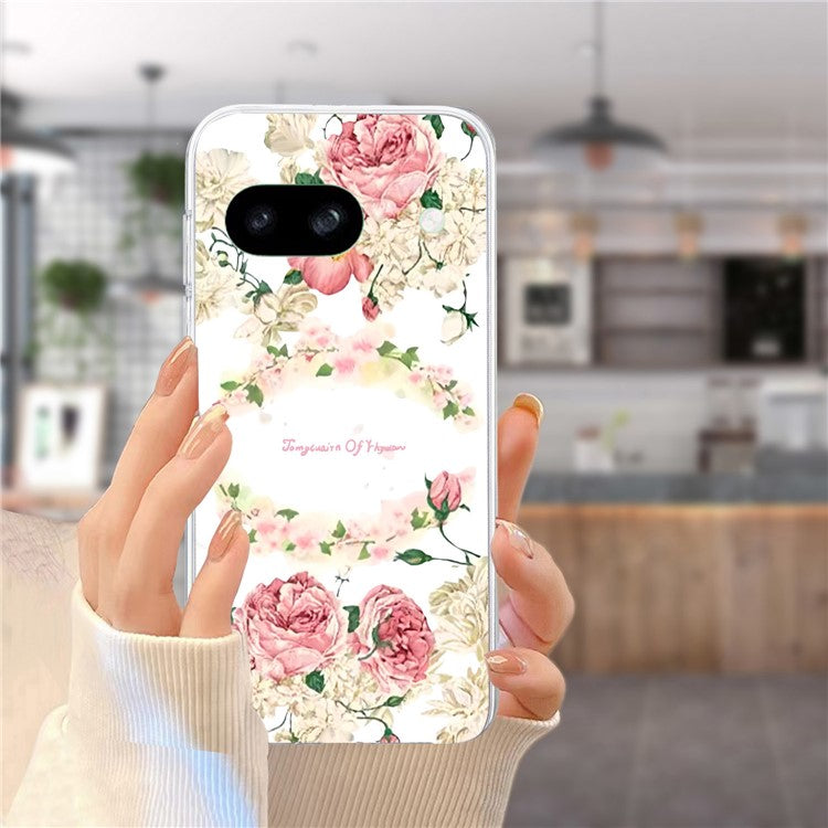 For Google Pixel 7a Case Anti-Drop Pattern Printing TPU Phone Cover - Rose