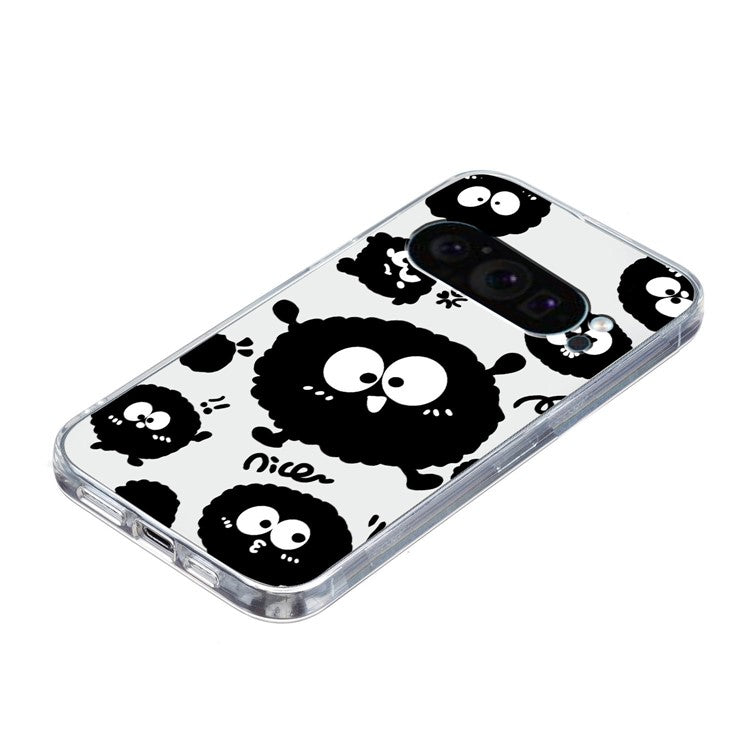 For Google Pixel 9 Pro Case TPU Phone Cover Animal Floral Pattern Print - Black Briquette