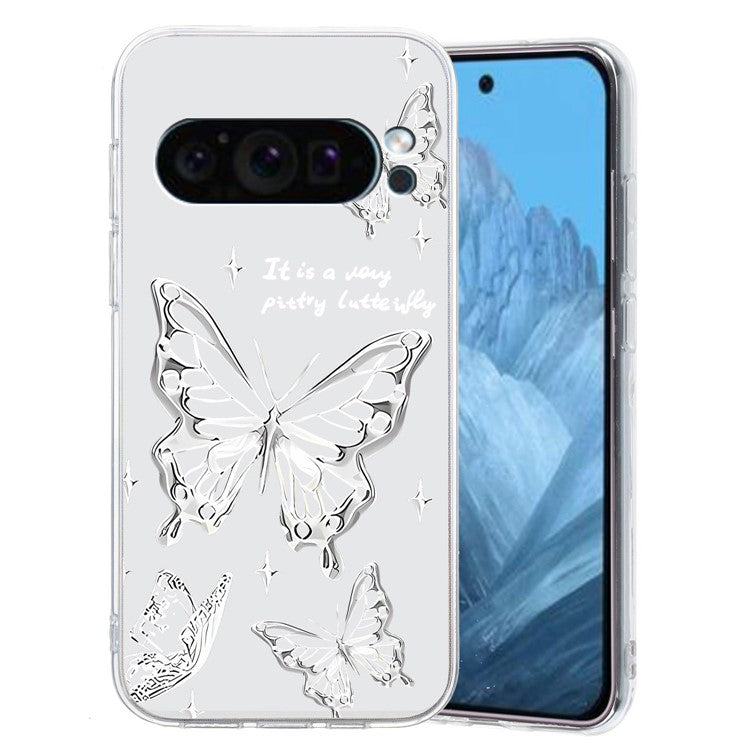 For Google Pixel 9 Pro Case TPU Phone Cover Animal Floral Pattern Print - Butterfly