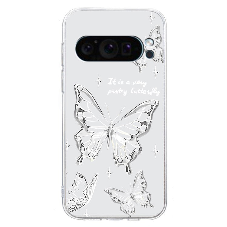 For Google Pixel 9 Pro Case TPU Phone Cover Animal Floral Pattern Print - Butterfly