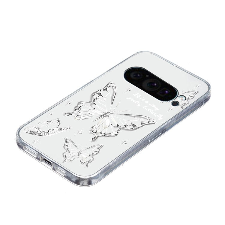 For Google Pixel 9 Pro Case TPU Phone Cover Animal Floral Pattern Print - Butterfly