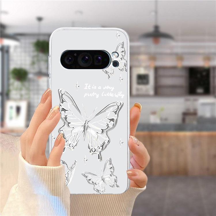 For Google Pixel 9 Pro Case TPU Phone Cover Animal Floral Pattern Print - Butterfly