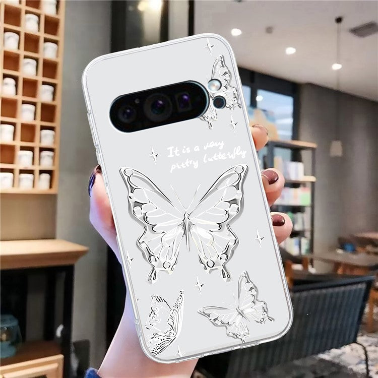 For Google Pixel 9 Pro Case TPU Phone Cover Animal Floral Pattern Print - Butterfly