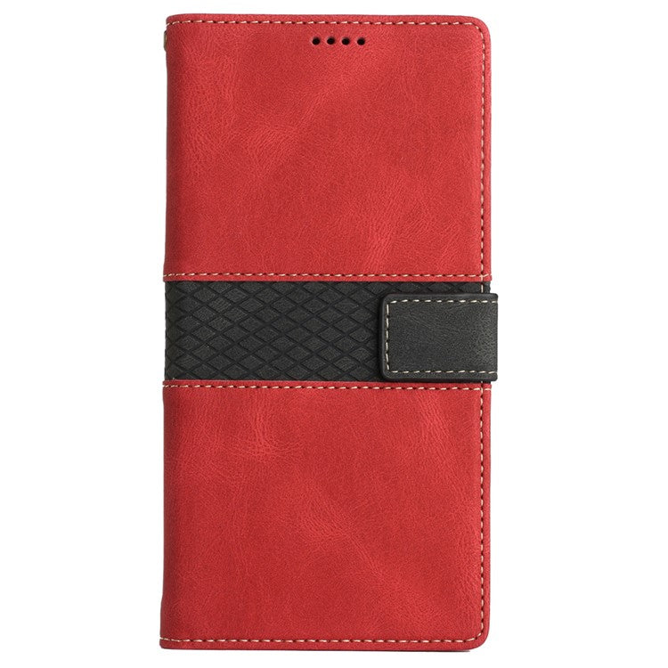 For Google Pixel 9 Pro / Pixel 9 Case Wallet PU Leather Phone Cover Grid Splicing - Red