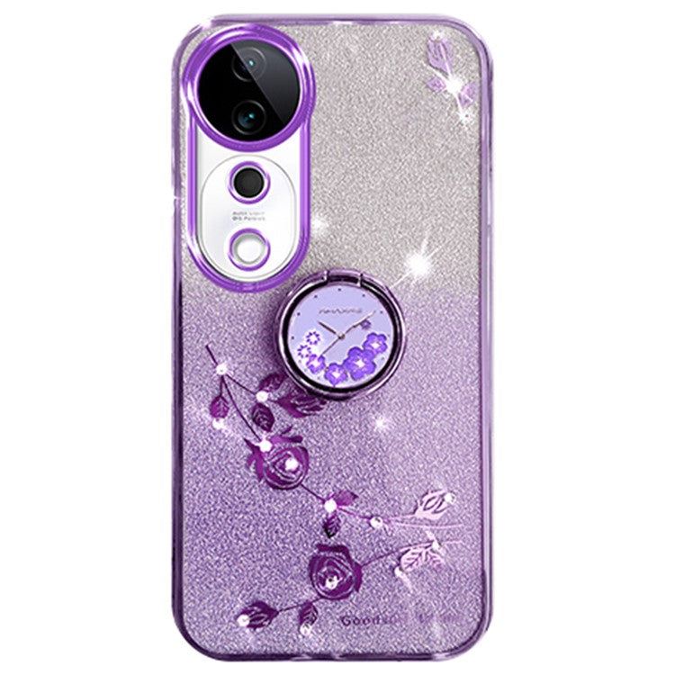 KADEM For vivo S19 Pro 5G Case Ring Holder Cute Floral TPU Phone Cover Gradient - Purple