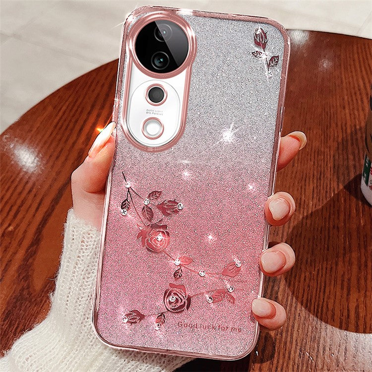 KADEM For vivo S19 Pro 5G Glitter Case Anti-Drop TPU Gradient Phone Cover - Rose Gold