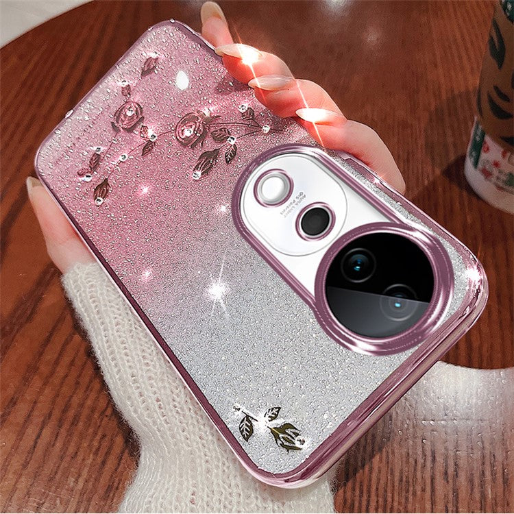 KADEM For vivo S19 Pro 5G Glitter Case Anti-Drop TPU Gradient Phone Cover - Rose Gold