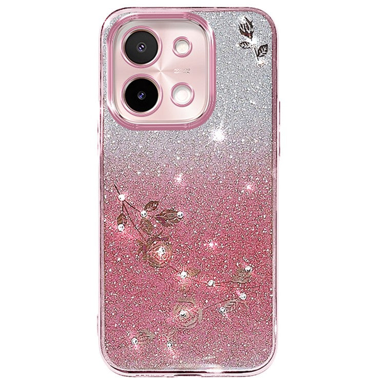 KADEM For vivo Y28 4G Case TPU Gradient Phone Cover Flower Pattern Aesthetic - Rose Gold