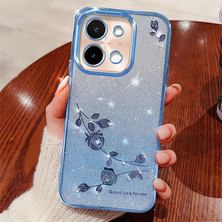 KADEM For vivo Y28 4G Case TPU Gradient Phone Cover Flower Pattern Aesthetic - Blue