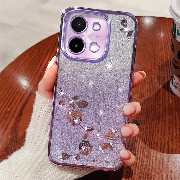 KADEM For vivo Y28 4G Case TPU Gradient Phone Cover Flower Pattern Aesthetic - Purple