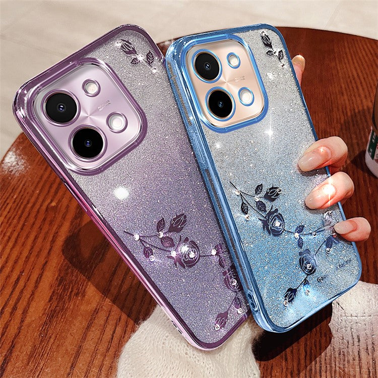 KADEM For vivo Y28 4G Case TPU Gradient Phone Cover Flower Pattern Aesthetic - Purple