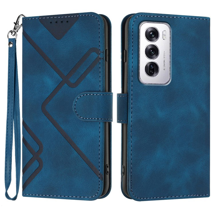 YX0040 For Oppo Reno12 5G (Global) / Reno12 Pro 5G (Global) Leather Case Geometry Phone Cover - Sapphire