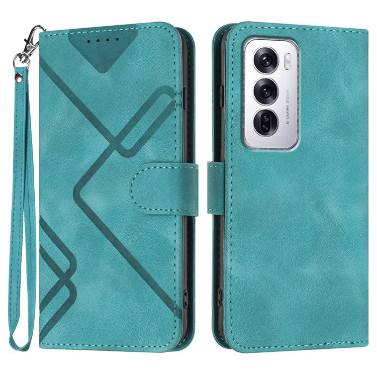 YX0040 For Oppo Reno12 5G (Global) / Reno12 Pro 5G (Global) Leather Case Geometry Phone Cover - Baby Blue