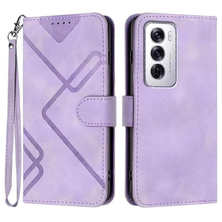 YX0040 For Oppo Reno12 5G (Global) / Reno12 Pro 5G (Global) Leather Case Geometry Phone Cover - Light Purple