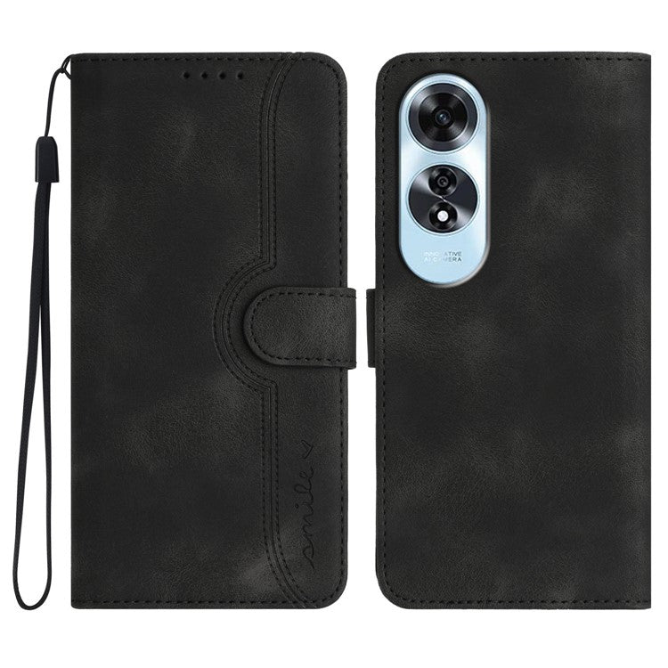 YX0030 For Oppo A60 4G Case Leather Phone Cover Stand Function - Black