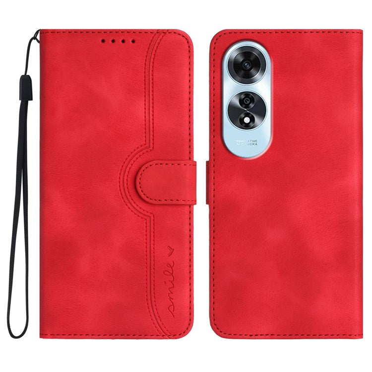 YX0030 For Oppo A60 4G Case Leather Phone Cover Stand Function - Red