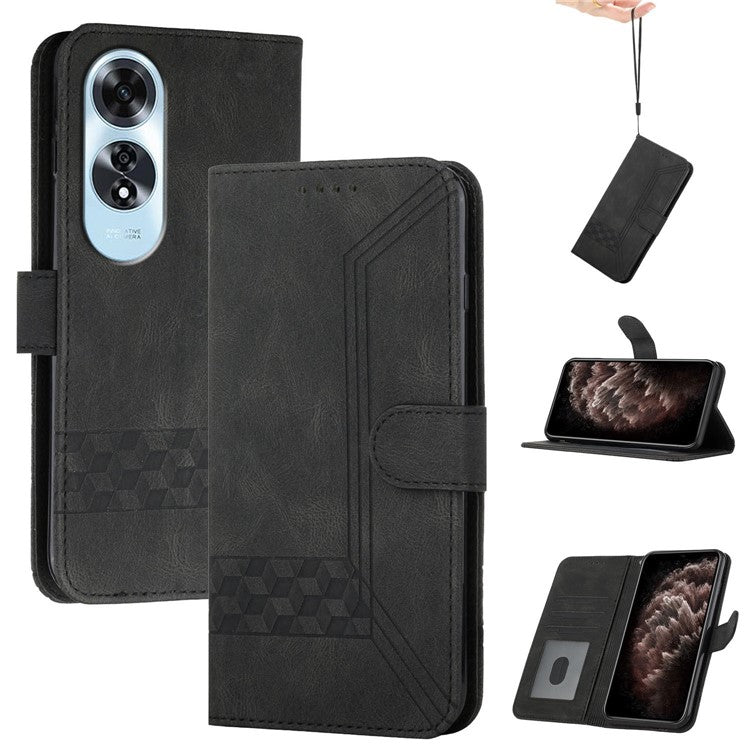 YX0010 Series for Oppo A60 4G Case Wallet Leather Phone Cover with Magnetic Clasp - Black