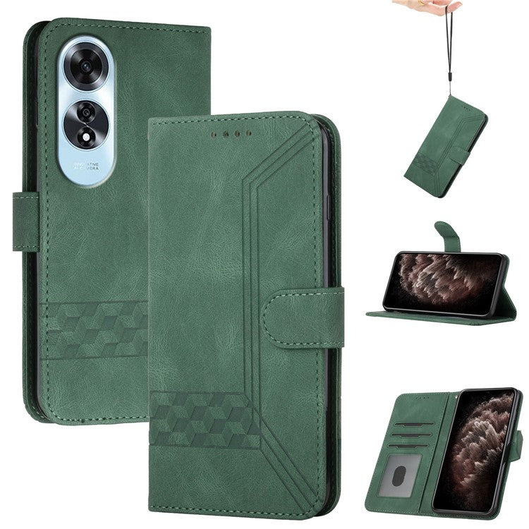 YX0010 Series for Oppo A60 4G Case Wallet Leather Phone Cover with Magnetic Clasp - Blackish Green