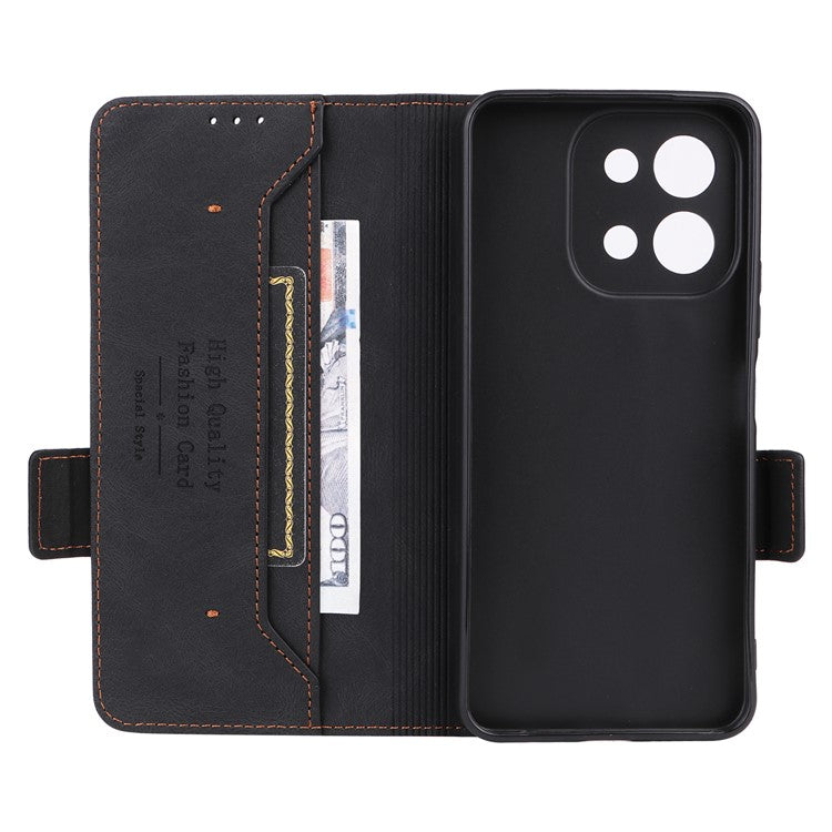 For vivo Y28 4G Case Leather Wallet Phone Cover Hardware Decor - Black