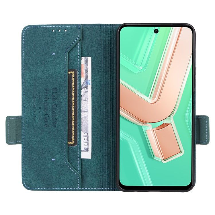 For vivo Y28 4G Case Leather Wallet Phone Cover Hardware Decor - Blue