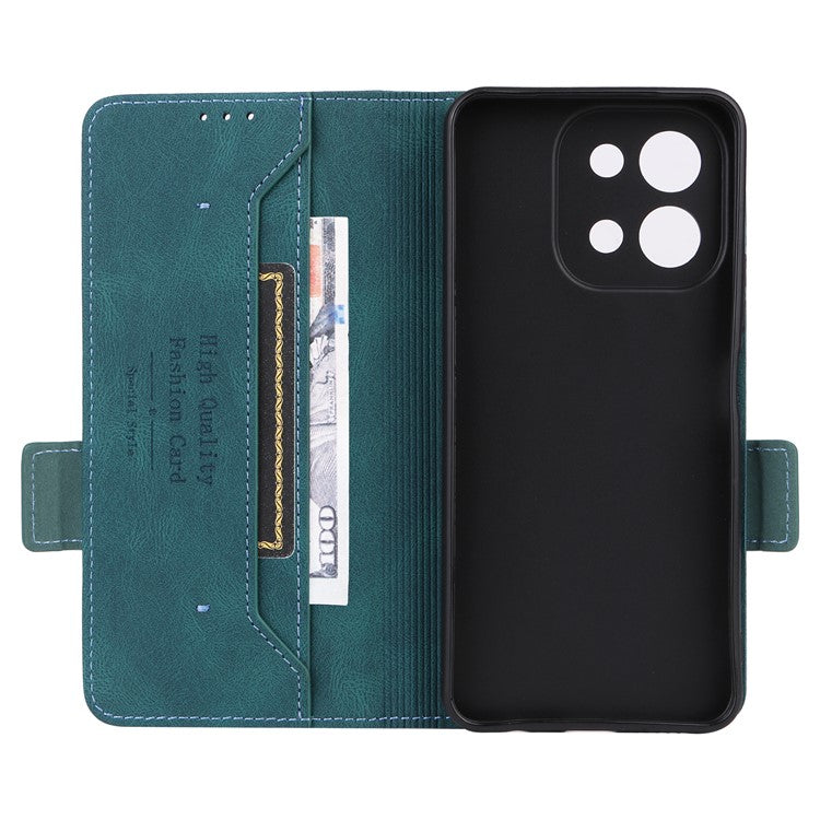 For vivo Y28 4G Case Leather Wallet Phone Cover Hardware Decor - Blue