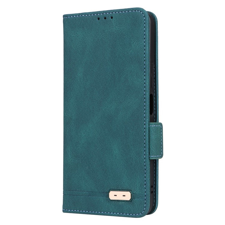 For vivo Y28 4G Case Leather Wallet Phone Cover Hardware Decor - Blue