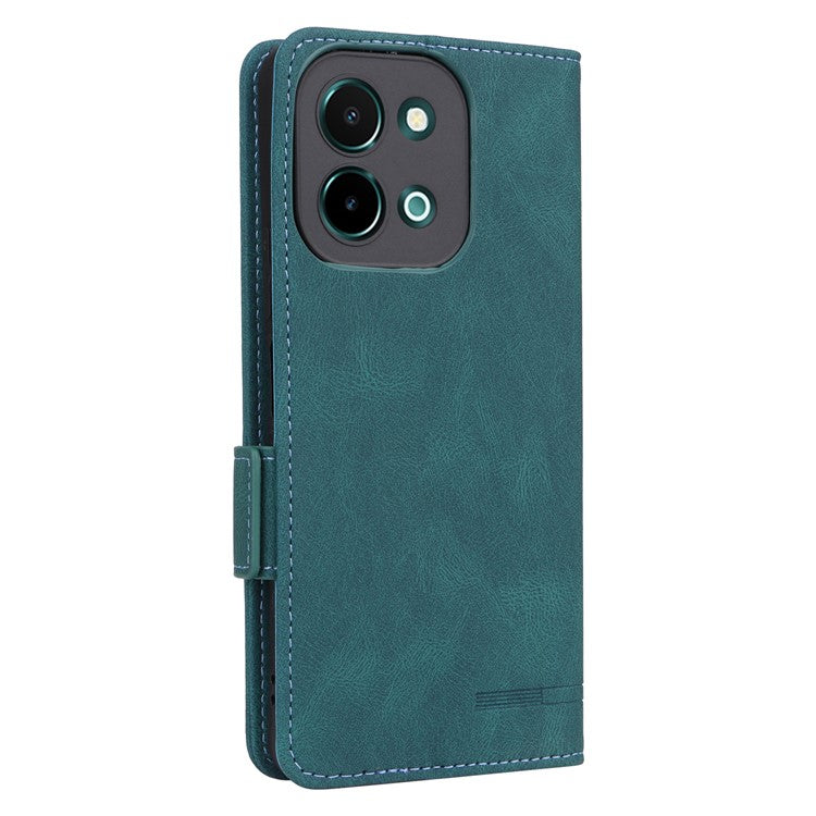 For vivo Y28 4G Case Leather Wallet Phone Cover Hardware Decor - Blue