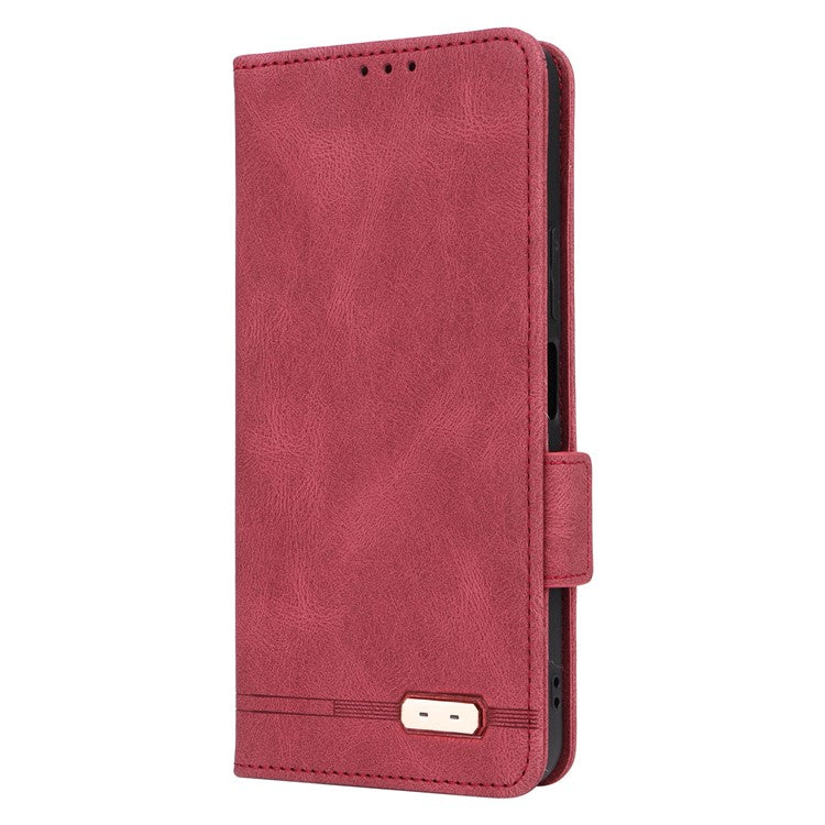 For vivo Y28 4G Case Leather Wallet Phone Cover Hardware Decor - Rose