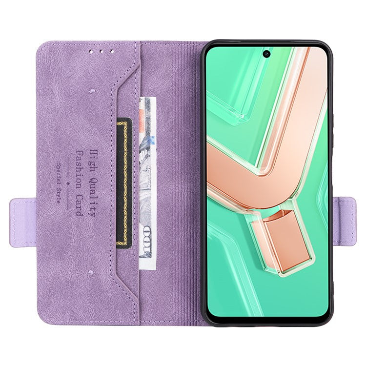 For vivo Y28 4G Case Leather Wallet Phone Cover Hardware Decor - Purple