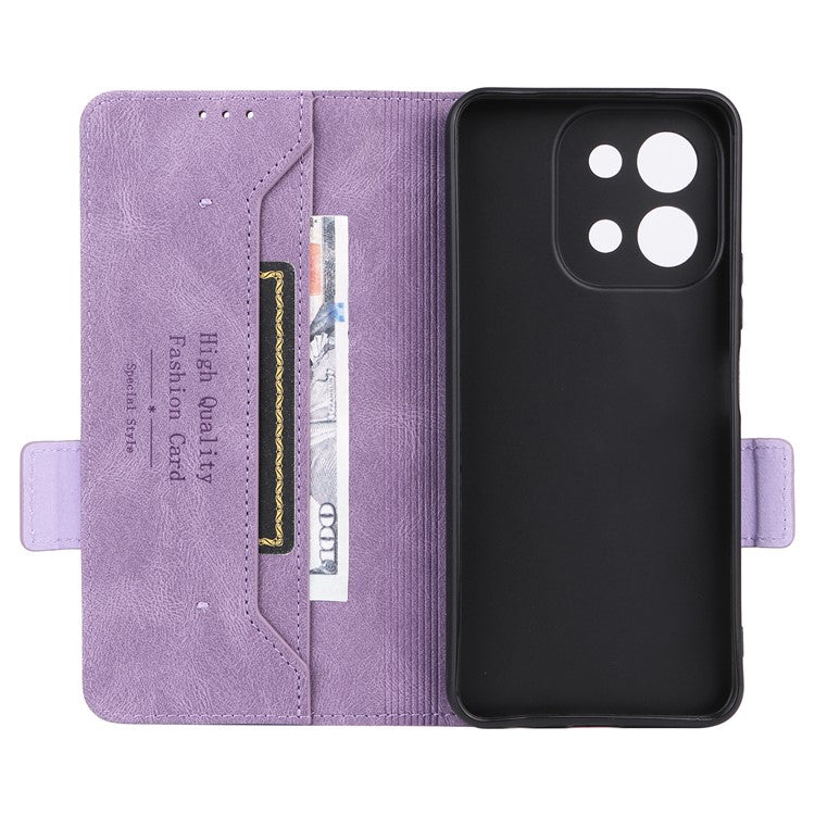 For vivo Y28 4G Case Leather Wallet Phone Cover Hardware Decor - Purple