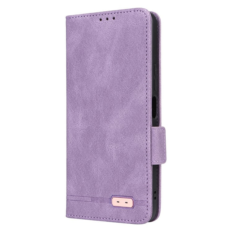 For vivo Y28 4G Case Leather Wallet Phone Cover Hardware Decor - Purple