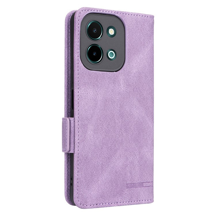 For vivo Y28 4G Case Leather Wallet Phone Cover Hardware Decor - Purple