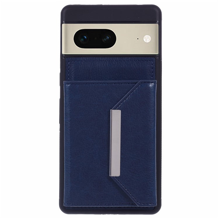 For Google Pixel 7 5G Case Shockproof Kickstand Phone Cover with Card Bag - Sapphire