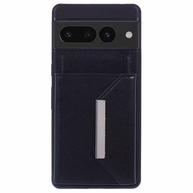 For Google Pixel 7 Pro 5G Case Anti-Scratch Card Holder Phone Cover with Kickstand - Black