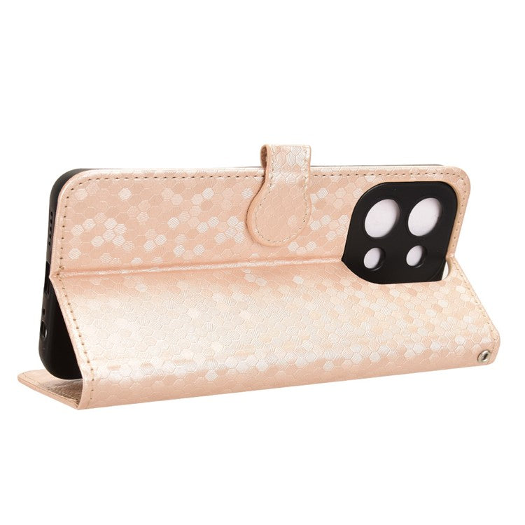 For vivo Y28 4G Wallet Case Anti-Drop Dot Pattern PU Leather Phone Cover - Rose Gold