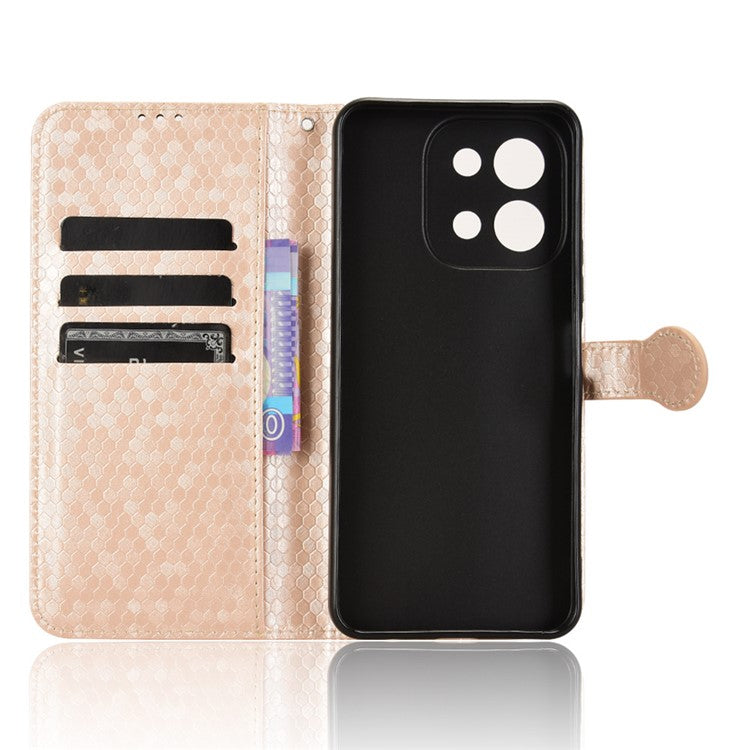 For vivo Y28 4G Wallet Case Anti-Drop Dot Pattern PU Leather Phone Cover - Rose Gold