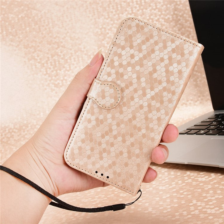 For vivo Y28 4G Wallet Case Anti-Drop Dot Pattern PU Leather Phone Cover - Rose Gold