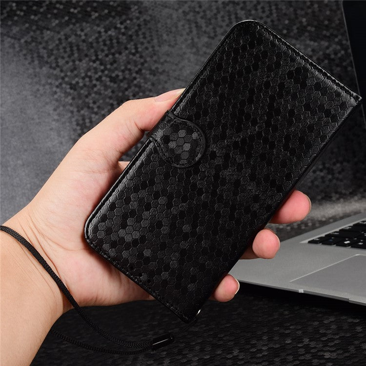 For vivo Y28 4G Wallet Case Anti-Drop Dot Pattern PU Leather Phone Cover - Black