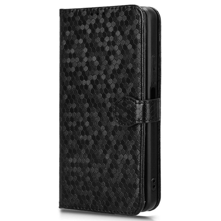 For vivo Y28 4G Wallet Case Anti-Drop Dot Pattern PU Leather Phone Cover - Black