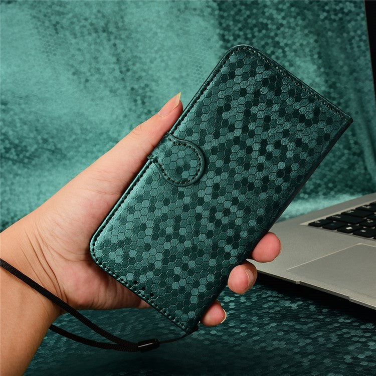 For vivo Y28 4G Wallet Case Anti-Drop Dot Pattern PU Leather Phone Cover - Green