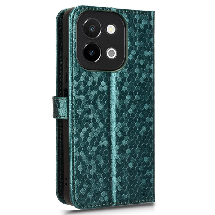 For vivo Y28 4G Wallet Case Anti-Drop Dot Pattern PU Leather Phone Cover - Green