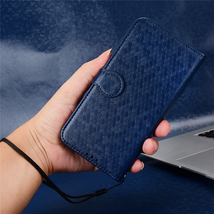 For vivo Y28 4G Wallet Case Anti-Drop Dot Pattern PU Leather Phone Cover - Dark Blue