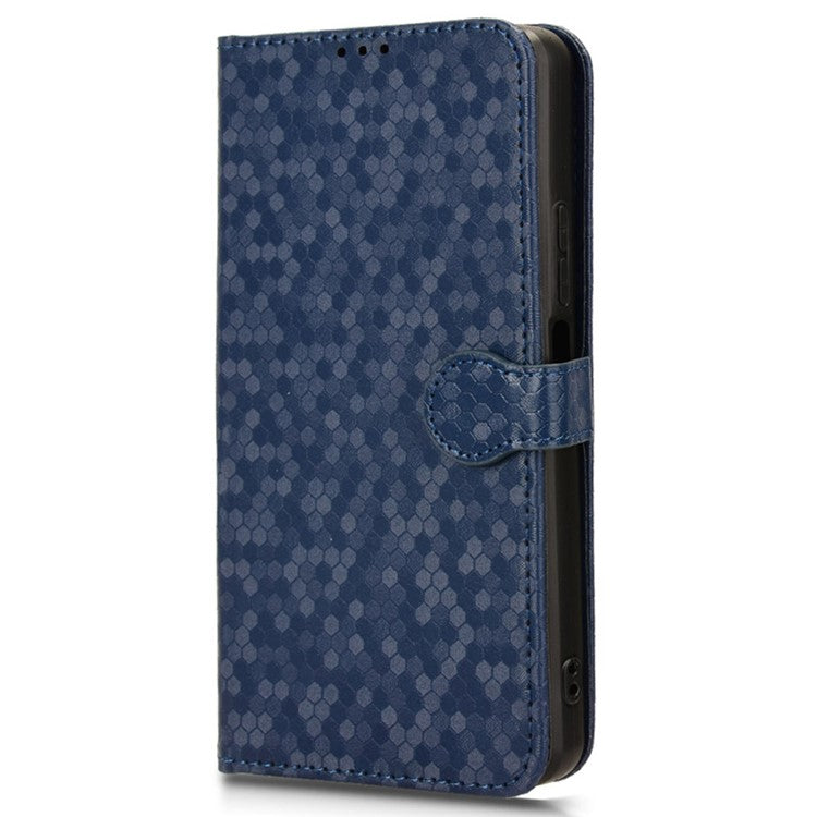 For vivo Y28 4G Wallet Case Anti-Drop Dot Pattern PU Leather Phone Cover - Dark Blue