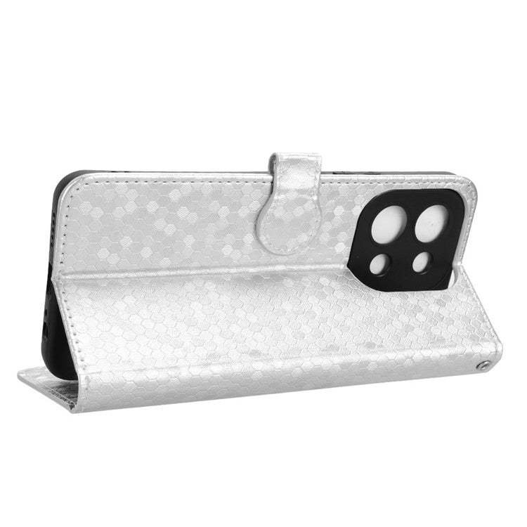 For vivo Y28 4G Wallet Case Anti-Drop Dot Pattern PU Leather Phone Cover - Silver