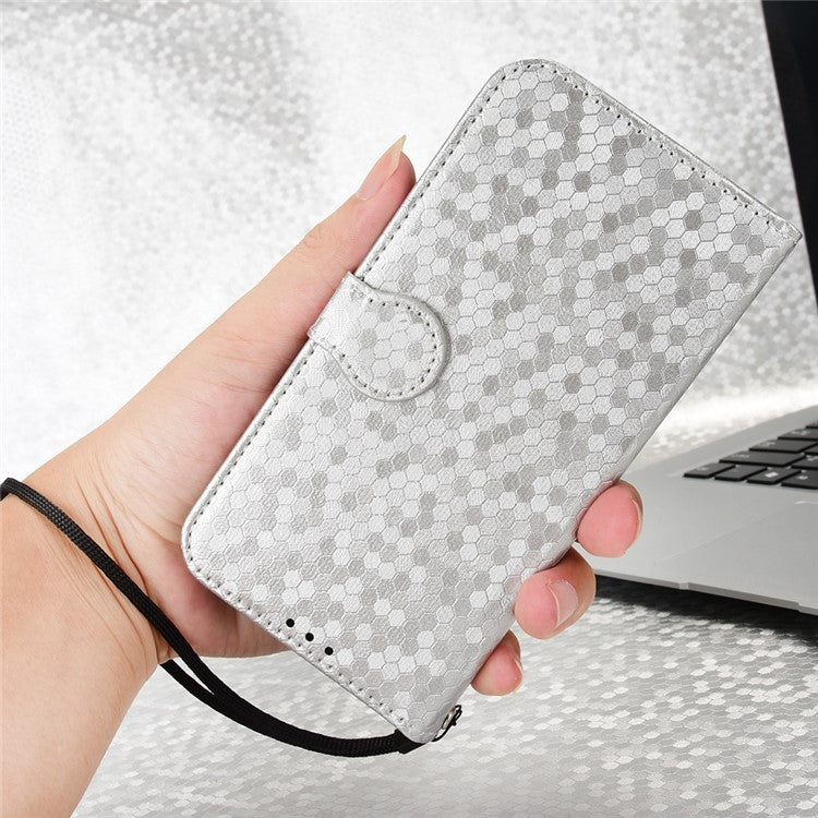 For vivo Y28 4G Wallet Case Anti-Drop Dot Pattern PU Leather Phone Cover - Silver