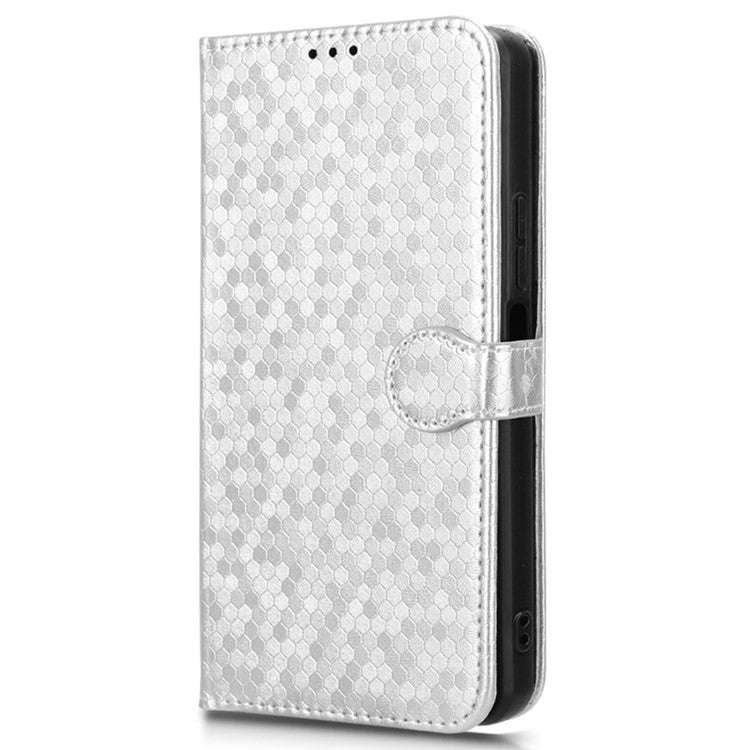 For vivo Y28 4G Wallet Case Anti-Drop Dot Pattern PU Leather Phone Cover - Silver