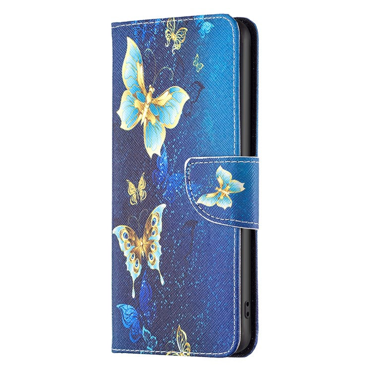 For vivo Y28 4G Case Leather Wallet Stand Phone Cover Pattern Printing - Golden Butterflies