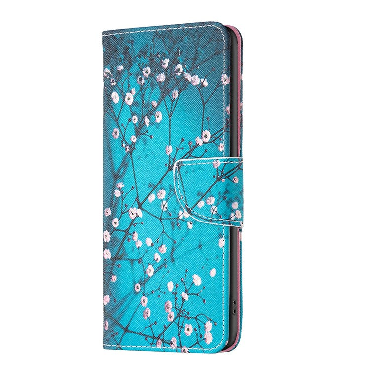 For vivo Y28 4G Case Leather Wallet Stand Phone Cover Pattern Printing - Plum Blossom