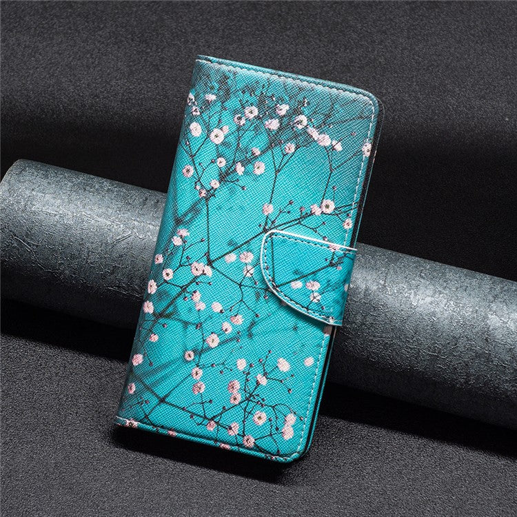 For vivo Y28 4G Case Leather Wallet Stand Phone Cover Pattern Printing - Plum Blossom