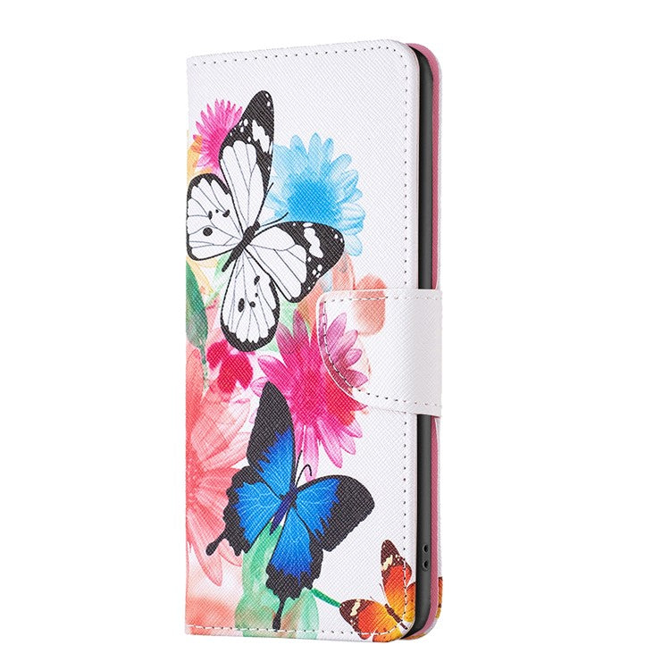 For vivo Y28 4G Case Leather Wallet Stand Phone Cover Pattern Printing - Two Butterflies